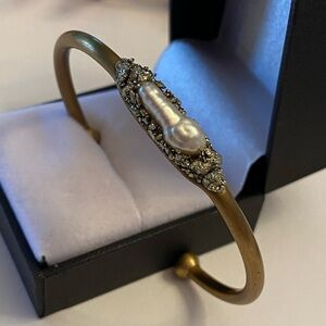 Vintage Morley Moretri Baroque Pyrite Brass Cuff Bracelet